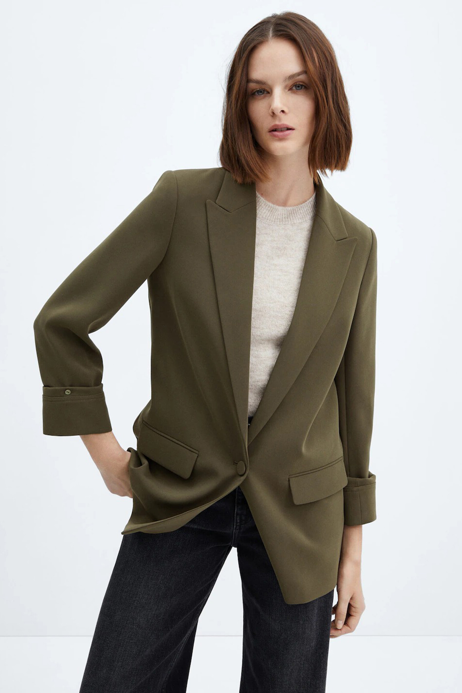 Blazer vert mango sale